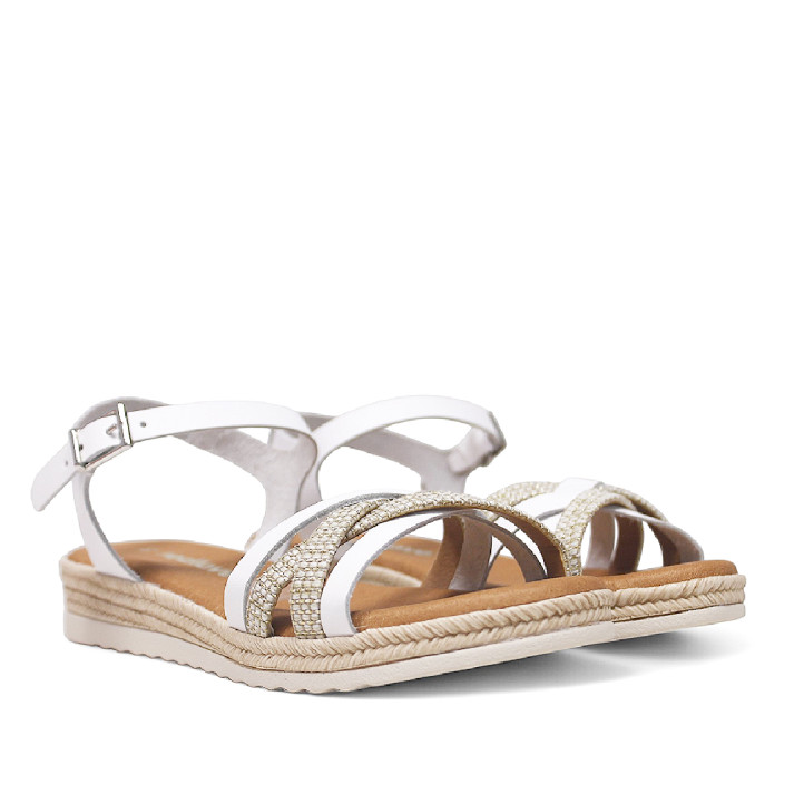 sandalias Redlove laia blancas con tiras delanteras cruzadas - Querol online