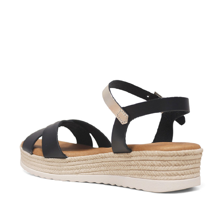 Sandalias plataformas Redlove triana negras con detalle de tira metalizada al tobillo - Querol online