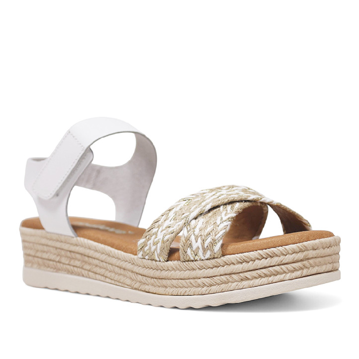 sandalias Redlove arlet blancas con plataforma y tiras cruzadas de ráfia - Querol online