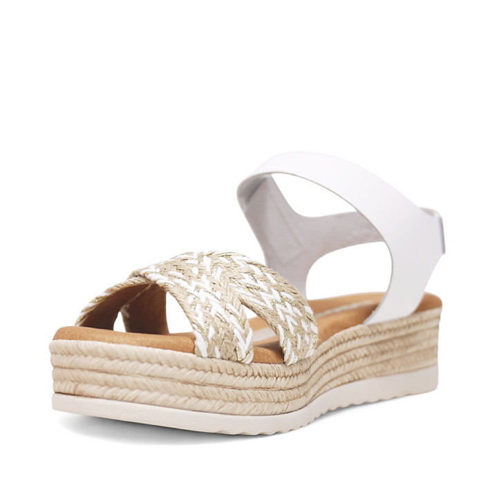sandalias Redlove arlet blancas con plataforma y tiras cruzadas de ráfia - Querol online