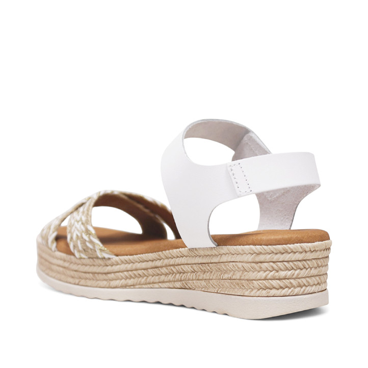 sandalias Redlove arlet blancas con plataforma y tiras cruzadas de ráfia - Querol online