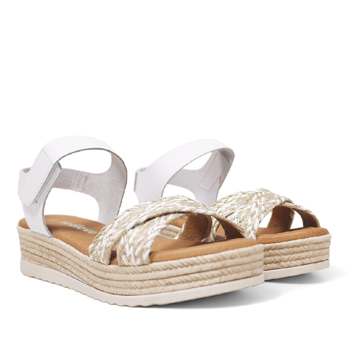 sandalias Redlove arlet blancas con plataforma y tiras cruzadas de ráfia - Querol online