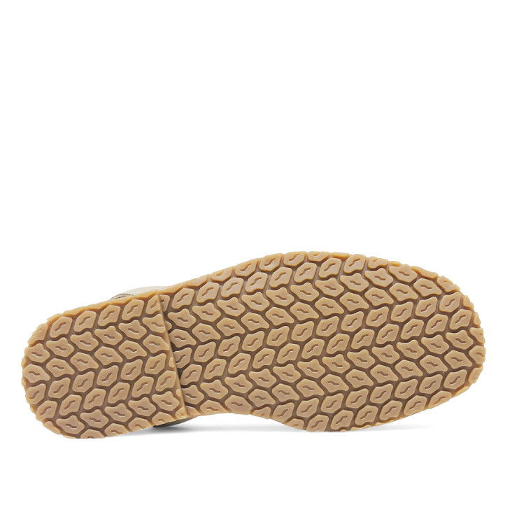 Abarcas Duendy menorquina beige con pespunte blanco de piel - Querol online