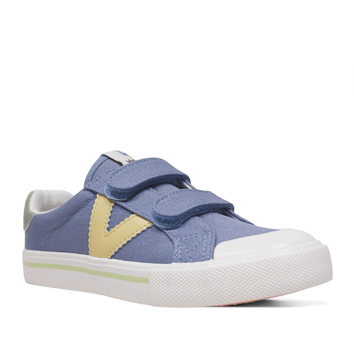 Zapatillas lona Victoria tribu azules con la V amarilla - Querol online