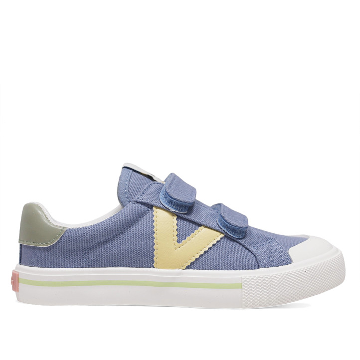 Zapatillas lona Victoria tribu azules con la V amarilla - Querol online
