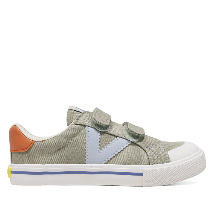 Zapatillas lona Victoria tribu kakis con la V azul - Querol online