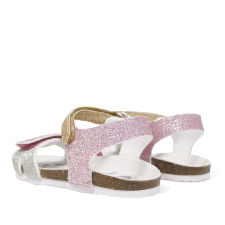 sandalias Chicco fiore con tiras de glitter multicolor y cierre con velcro - Querol online