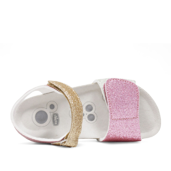 sandalias Chicco fiore con tiras de glitter multicolor y cierre con velcro - Querol online