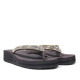 Chanclas Nicoboco ana marrones con abalorios brillantes y cuña - Querol online