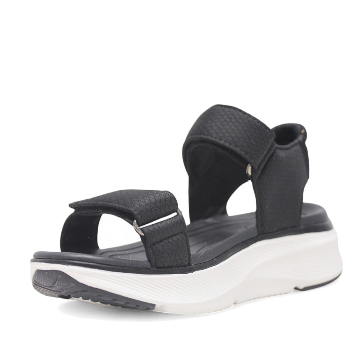 Sandalias cuña Nicoboco madol negras estilo deportivas con doble velcro - Querol online