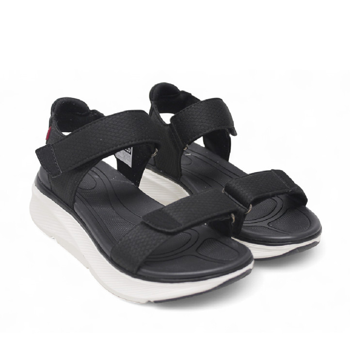 Sandalias cuña Nicoboco madol negras estilo deportivas con doble velcro - Querol online