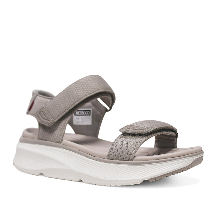 Sandalias cuña Nicoboco madol grises estilo deportivas con doble velcro - Querol online