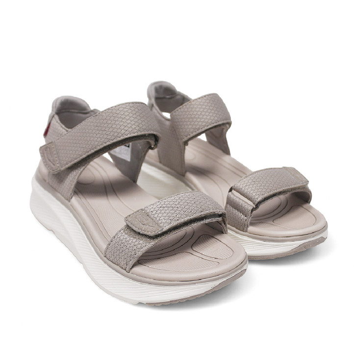 Sandalias cuña Nicoboco madol grises estilo deportivas con doble velcro - Querol online