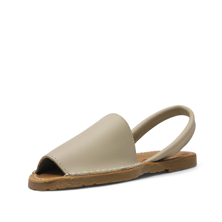 Abarcas Duendy menorquinas taupe con pespunte blanco para mujer - Querol online