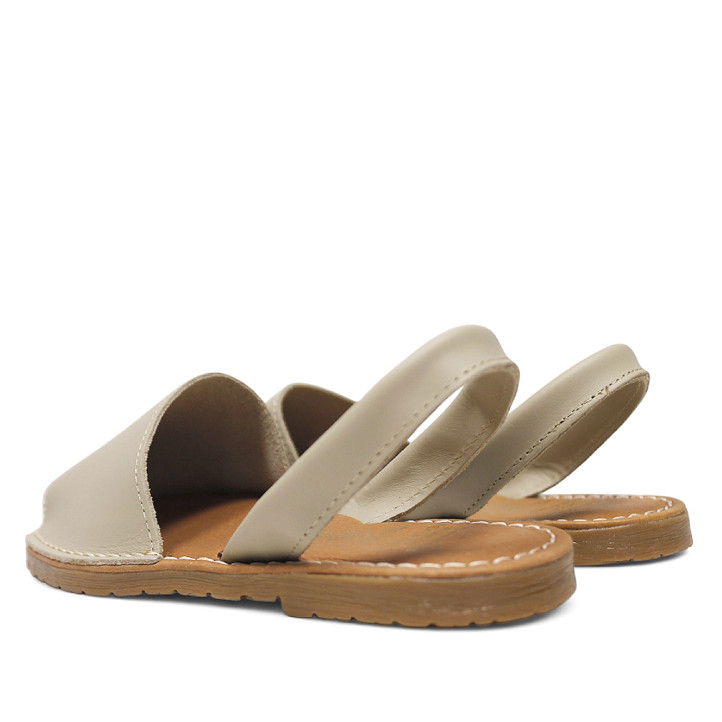 Abarcas Duendy menorquinas taupe con pespunte blanco para mujer - Querol online