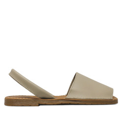 Abarcas Duendy menorquinas taupe con pespunte blanco para mujer - Querol online