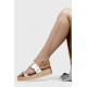 Sandalias plataformas Redlove india con tiras metalizadas y tira central blanca con hebilla decorativa - Querol online