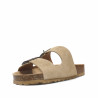 Sandalias planas Redlove lúa beige de serraje con doble hebilla tipo bio