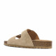 Sandalias planas Redlove lúa beige de serraje con doble hebilla tipo bio - Querol online