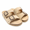 Sandalias planas Redlove lúa beige de serraje con doble hebilla tipo bio