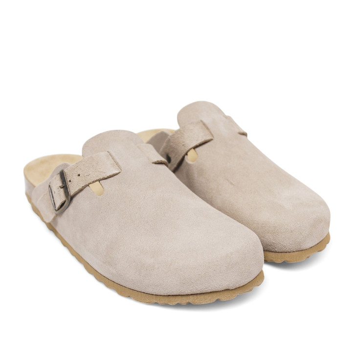 Zuecos Redlove roma beige con detalle de hebilla y plantilla tipo bio - Querol online