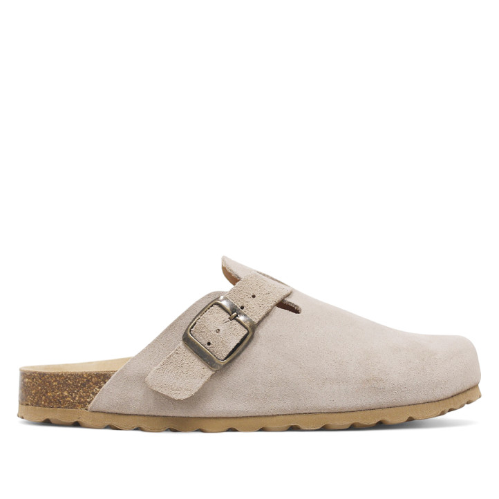 Zuecos Redlove roma beige con detalle de hebilla y plantilla tipo bio - Querol online