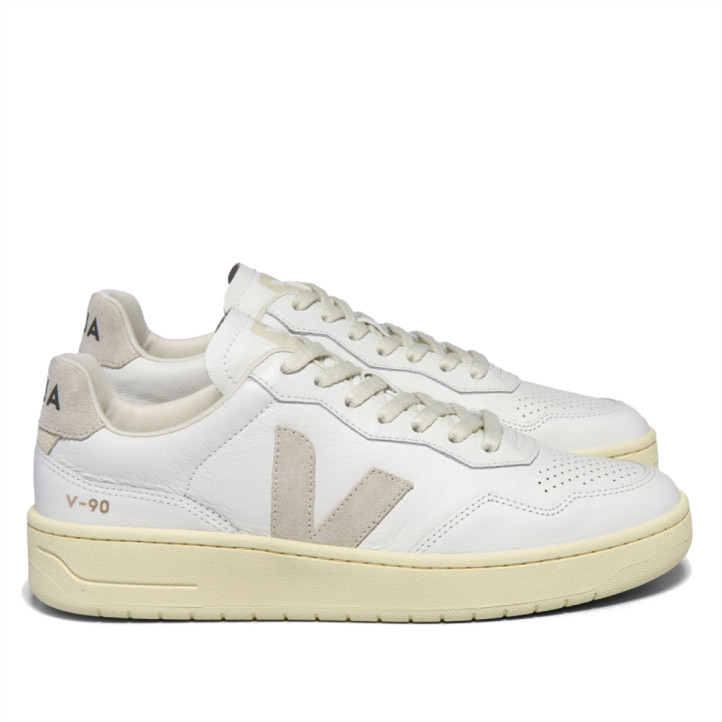 Zapatillas urban VEJA v-90 leather white natural para mujer - Querol online