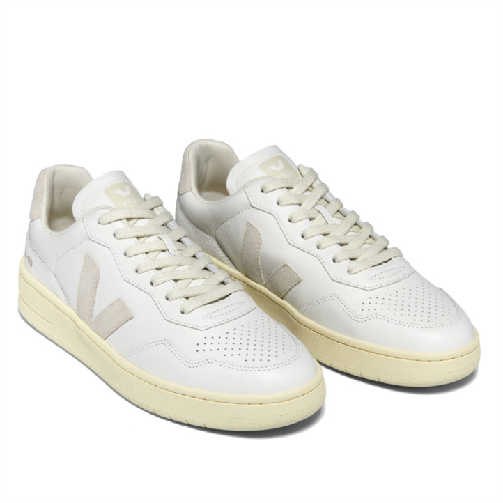 Zapatillas urban VEJA v-90 leather white natural para mujer - Querol online