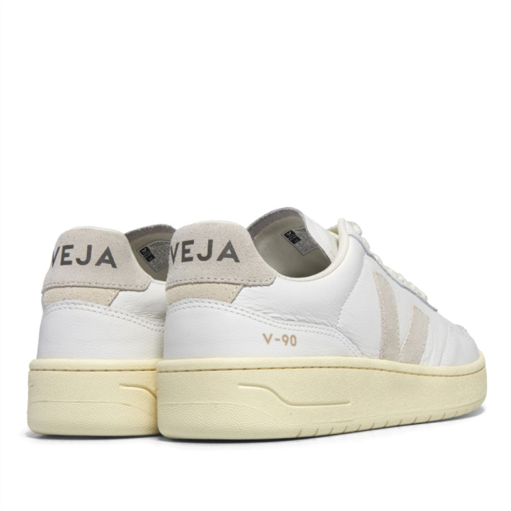 Zapatillas urban VEJA v-90 leather white natural para mujer - Querol online