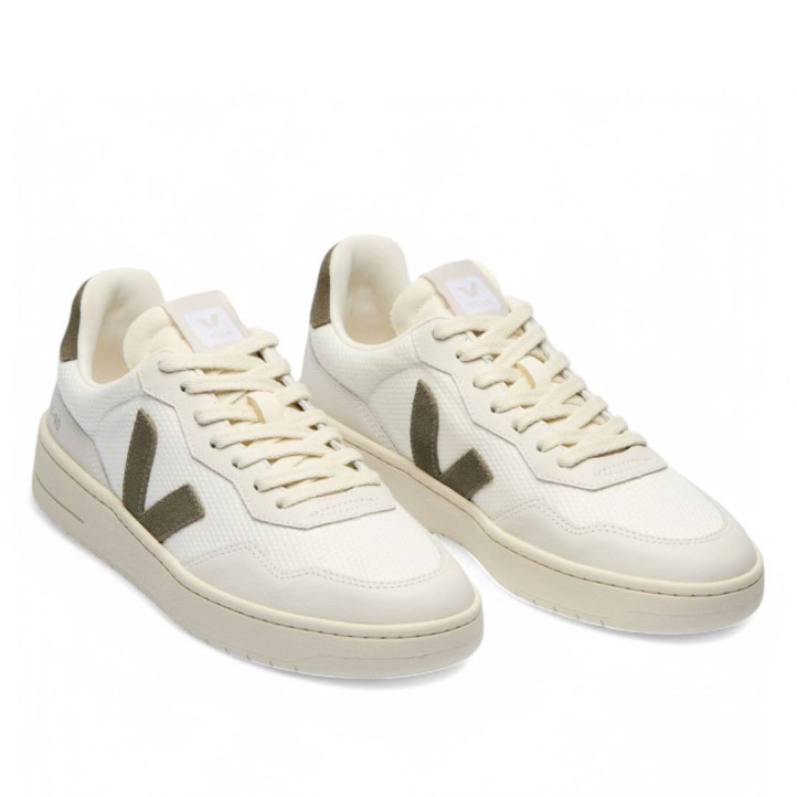 Zapatillas deportivas VEJA v-90 mesh white kaki para hombre - Querol online