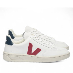 Zapatillas urban VEJA v-12 leather white marsala nautico para mujer - Querol online