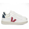 Zapatillas urban VEJA v-12 leather white marsala nautico para mujer