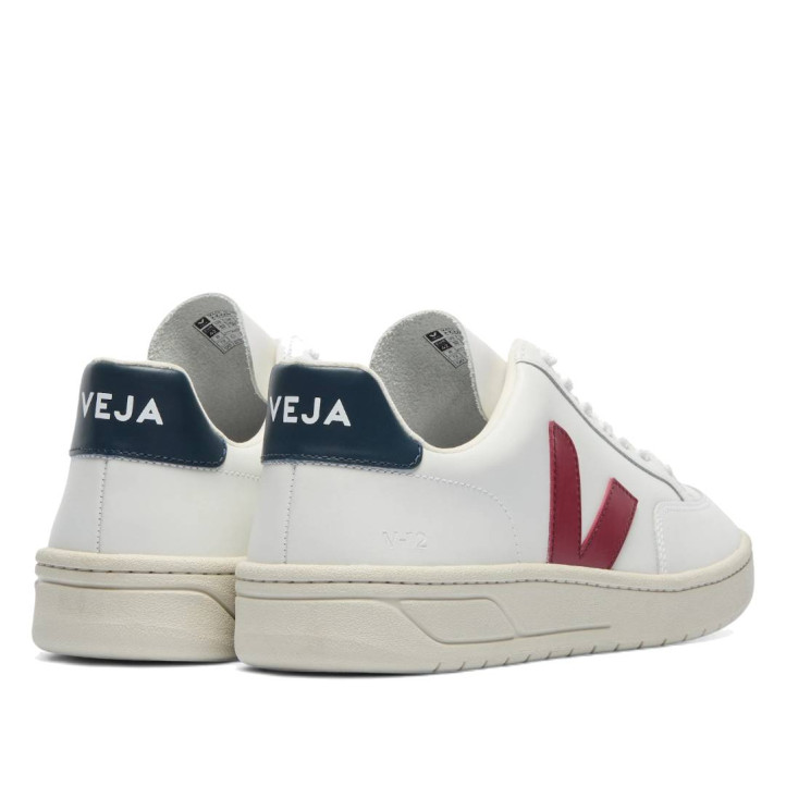 Zapatillas urban VEJA v-12 leather white marsala nautico para mujer - Querol online