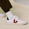 Zapatillas deportivas VEJA v-12 leather white marsala nautico para hombre