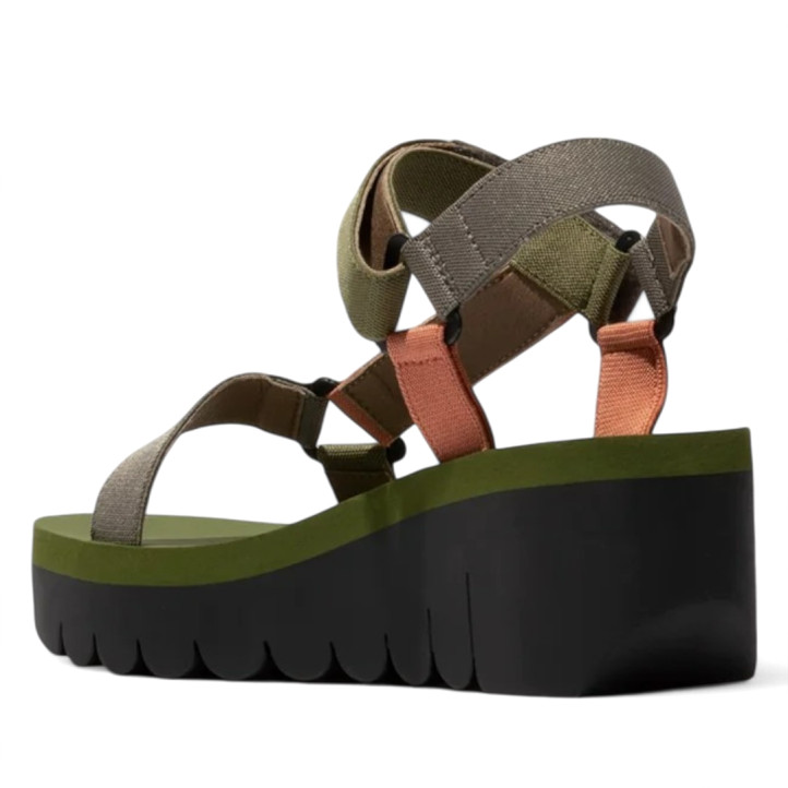 Sandàlies falca FLY LONDON yefa en gris, multicolor i verd militar d'estil esportiu - Querol online