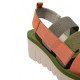 Sandalias cuña FLY LONDON yerefly en coral, gris y verde con tiras elásticas - Querol online