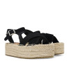 Sandalias plataformas ETIKA antilla negras con plataforma de ráfia