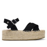 Sandàlies plataformes ETIKA antilla negres amb plataforma de ràfia