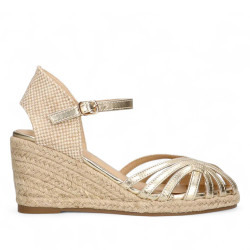 Sandàlies falca ETIKA titop daurades obertes al devant - Querol online