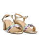 Sandalias tacón ETIKA cavalleria milticolor metalizada - Querol online