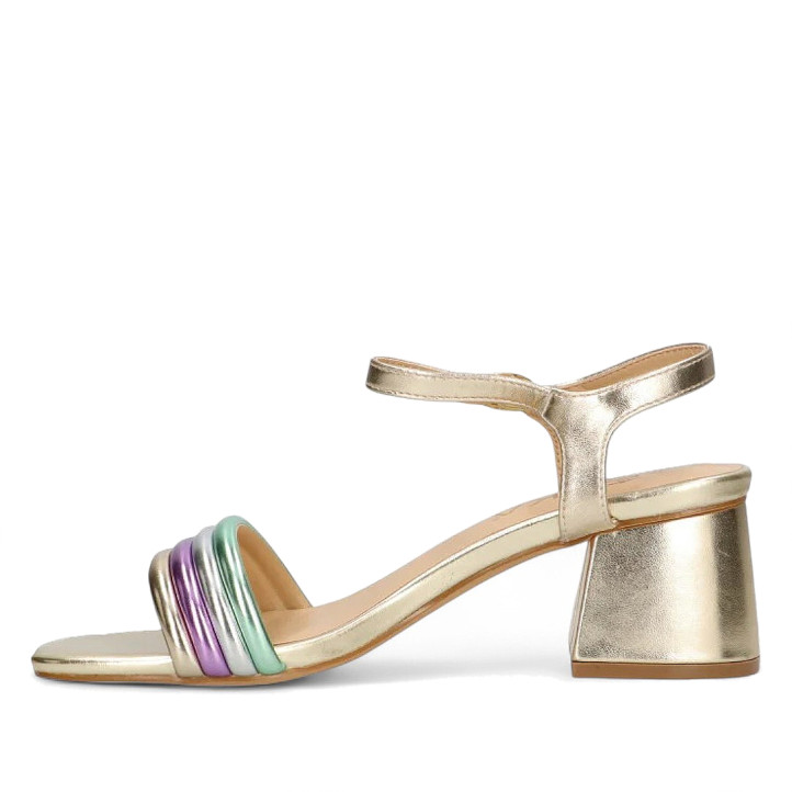 Sandalias tacón ETIKA cavalleria milticolor metalizada - Querol online