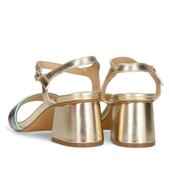 Sandalias tacón ETIKA cavalleria milticolor metalizada - Querol online