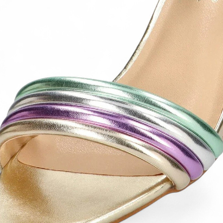 Sandalias tacón ETIKA cavalleria milticolor metalizada - Querol online