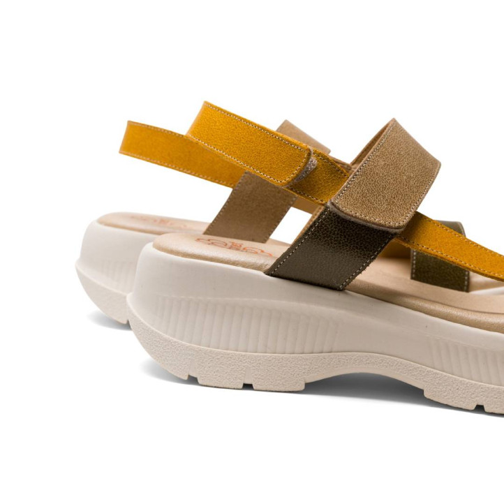 SANDALIA DEPORTIVA DE PLATAFORMA MOSTAZA KAKI NATALIA PORRONET - Querol online