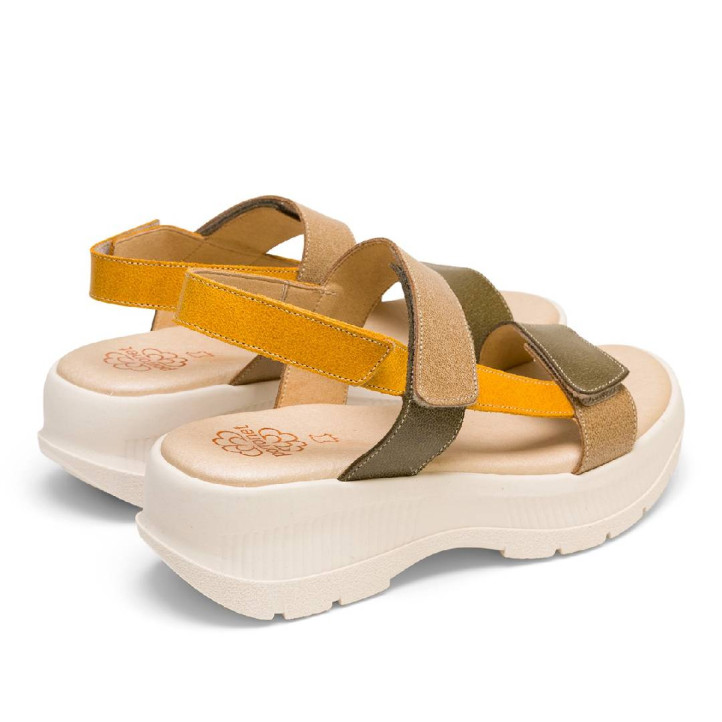 SANDALIA DEPORTIVA DE PLATAFORMA MOSTAZA KAKI NATALIA PORRONET - Querol online