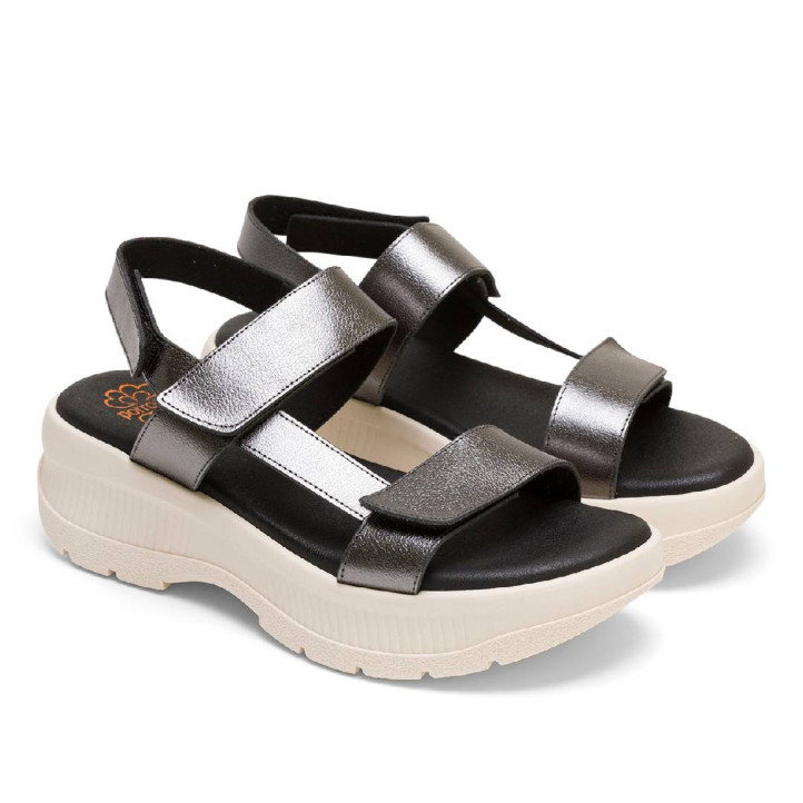 SANDALIA DEPORTIVA DE PLATAFORMA PLOMO NATALIA PORRONET - Querol online