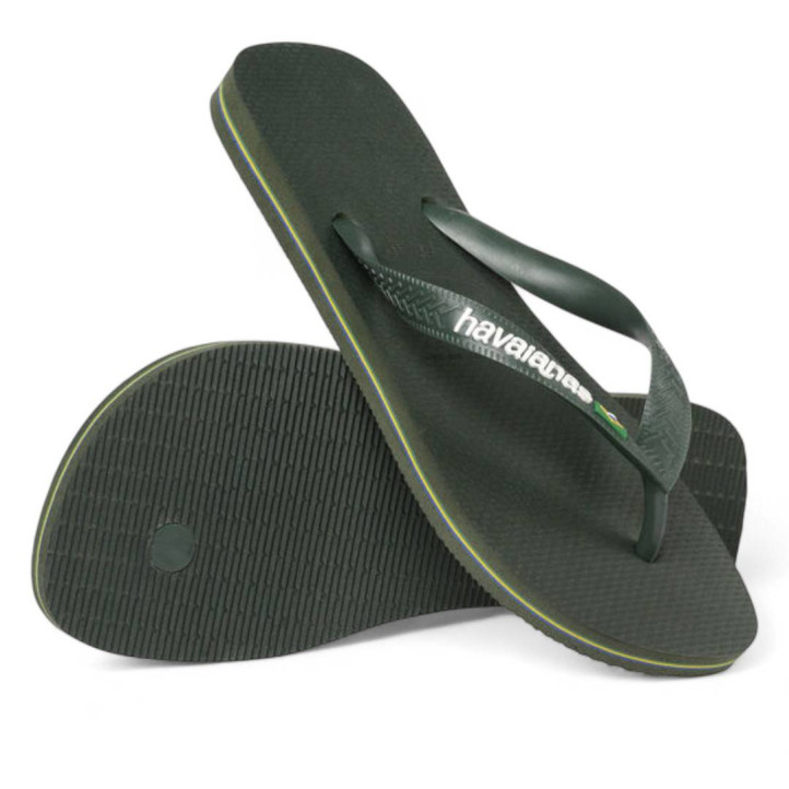 Chanclas Havaianas brasil logo green olive para hombre - Querol online