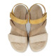 Sandalias cuña Amarpies beige con tira amarilla y triple velcro - Querol online