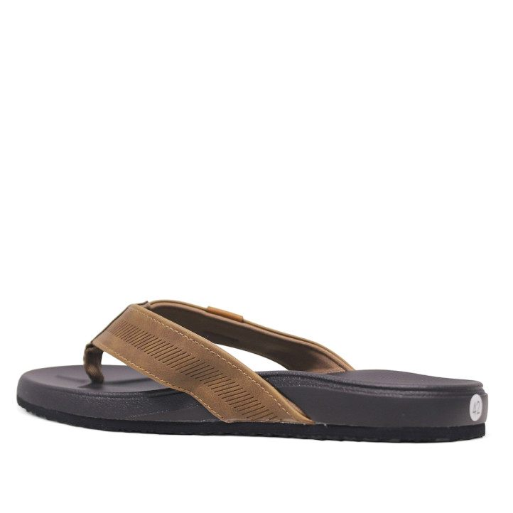 Chanclas Nicoboco sester marrones con tiras de tejido al dedo - Querol online