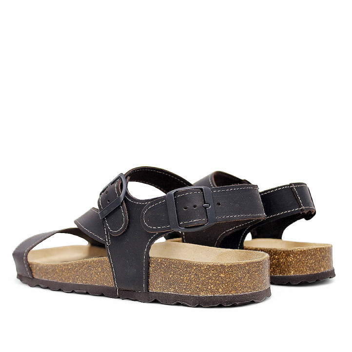 Sandàlies Lobo ararat marró xocolata amb tires creuades i doble sivella - Querol online